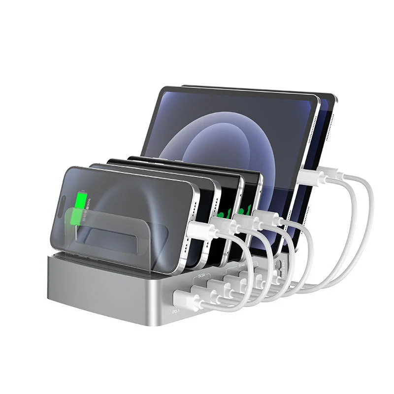 Multi-Port USB Ladestation – QC3.0 & PD Schnellladegerät mit Gerätehalter