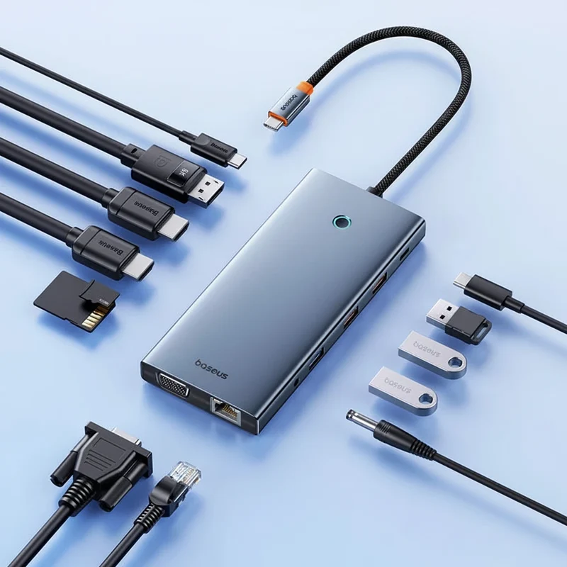 Baseus USB-C Hub 13-in-1 – Multiport Adapter mit 4K/120Hz, HDMI, DP, RJ45 & 100W PD