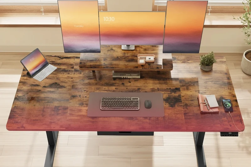 VASAGLE Height Adjustable desk Flexible Mounted Display Stand Drawer Long Sitting Reminder For office
