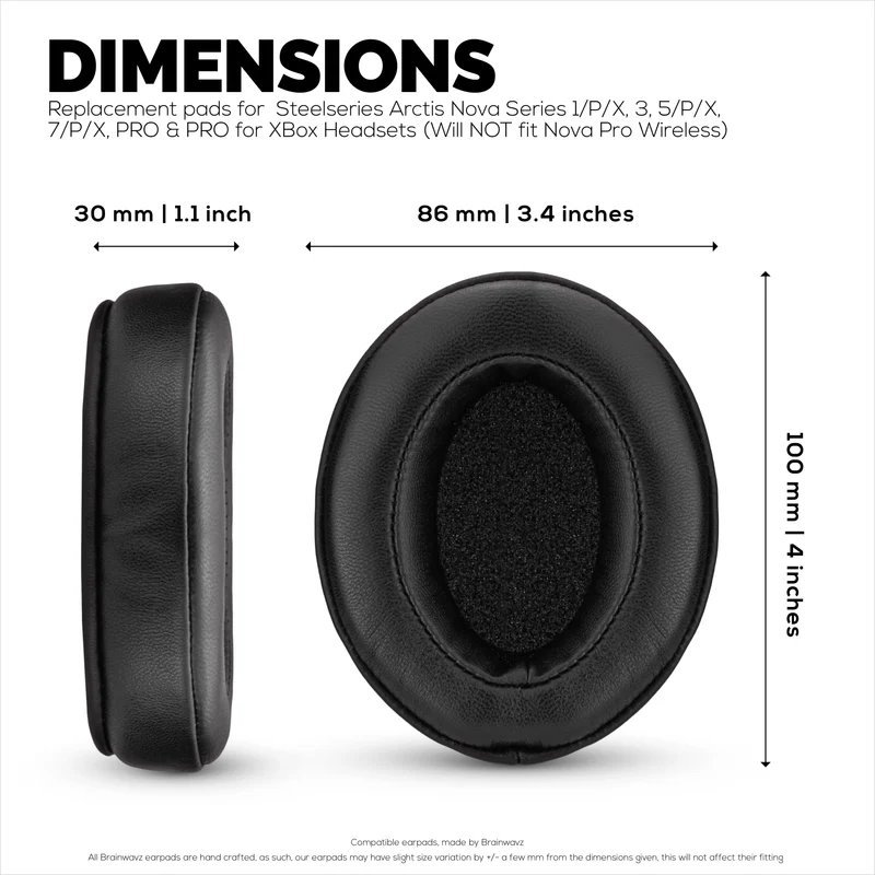 Ersatz-Ohrpolster aus Leder für Steelseries Arctis Nova Serie 1/P/X 3 5/P/X 7/P/X PRO & PRO für Xbox-Headsets, weiches Echtleder + Memory-Schaum