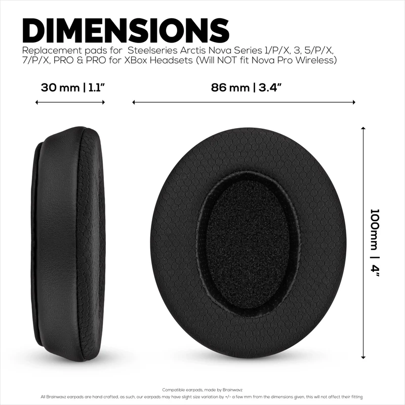 Hybrid-Ersatz-Ohrpolster für Steelseries Arctis Nova Serie 1/P/X 3 5/P/X 7/P/X PRO & PRO für Xbox Headset, weiches Gel, atmungsaktives Gewebe mit PU-Leder und Memory-Schaum