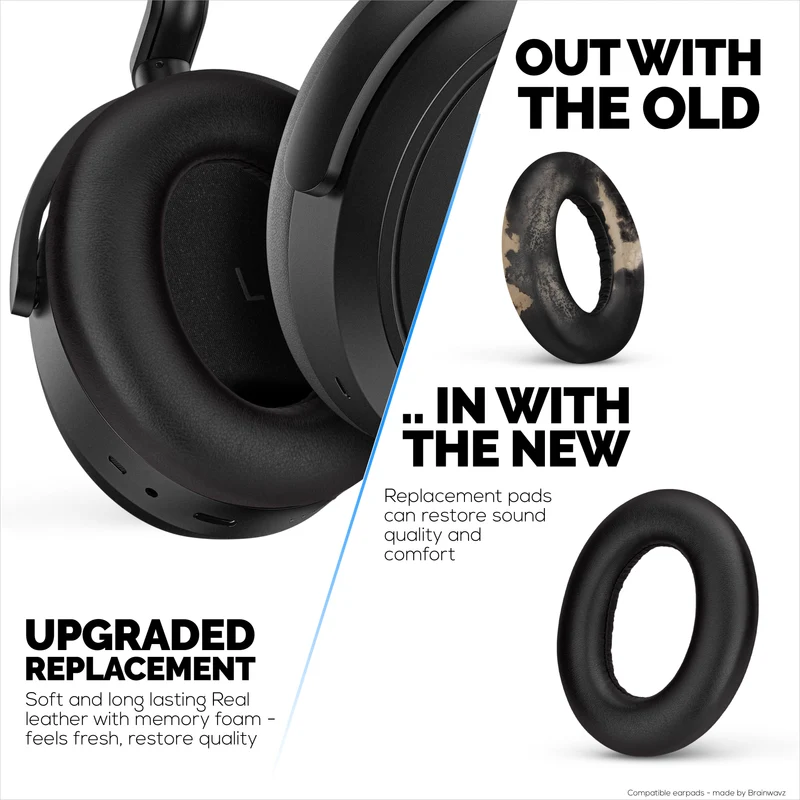 Pad Telinga Pengganti untuk Fon Kepala Sennheiser Momentum 4 - Kulit Asli Lembut + Buih Memori untuk Keselesaan Tambahan