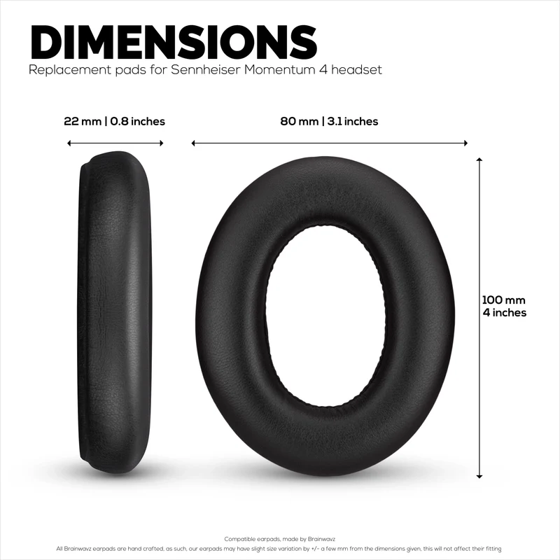 Pad Telinga Pengganti untuk Fon Kepala Sennheiser Momentum 4 - Kulit Asli Lembut + Buih Memori untuk Keselesaan Tambahan