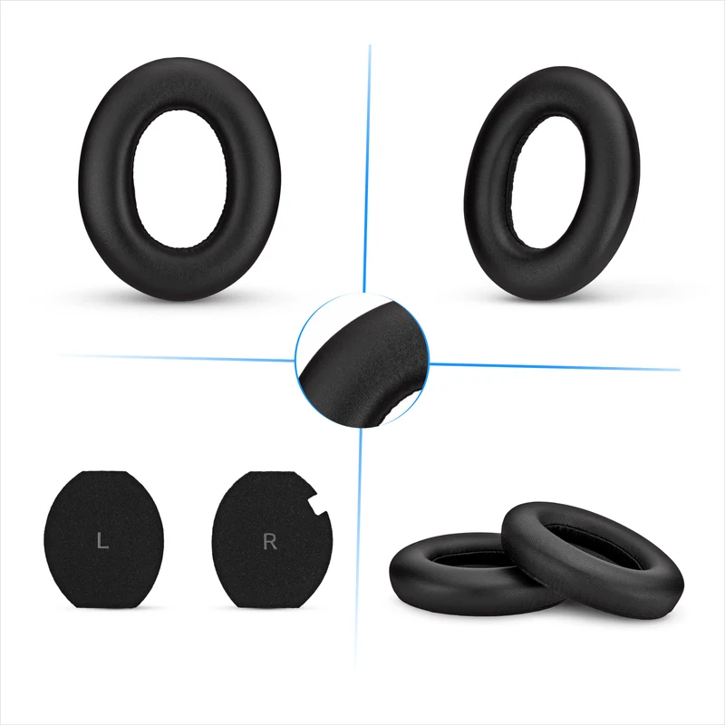 Pad Telinga Pengganti untuk Fon Kepala Sennheiser Momentum 4 - Kulit Asli Lembut + Buih Memori untuk Keselesaan Tambahan