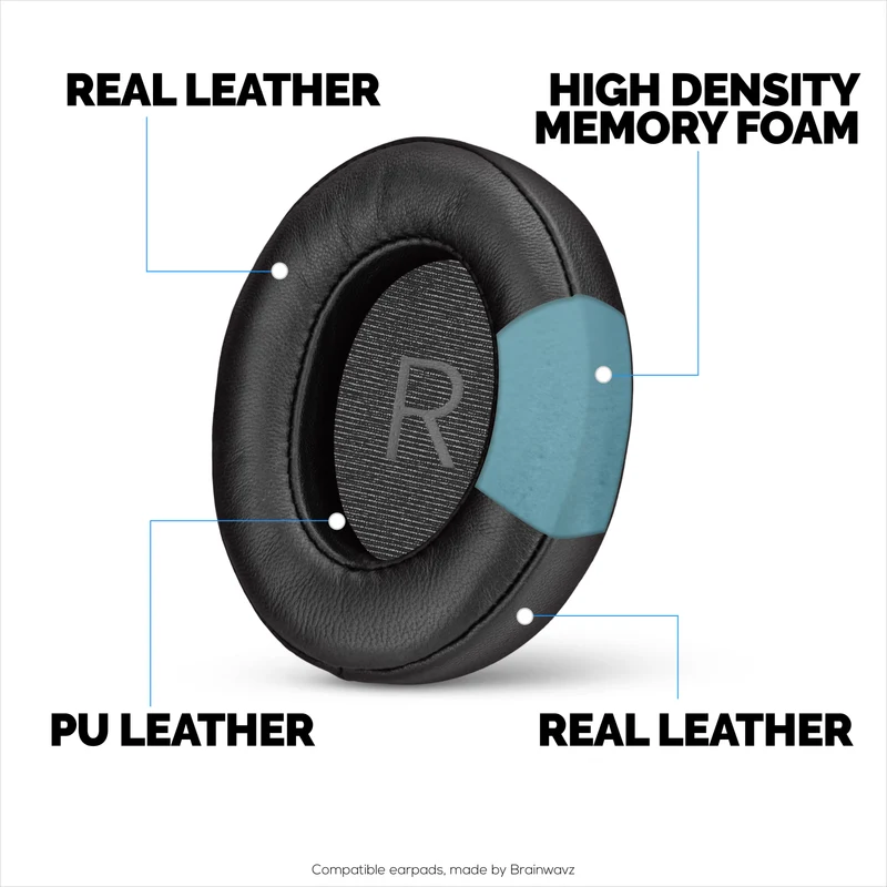 Pad Telinga Pengganti untuk Fon Kepala Sennheiser Momentum 3 - Kulit Asli Lembut + Buih Memori untuk Keselesaan Tambahan