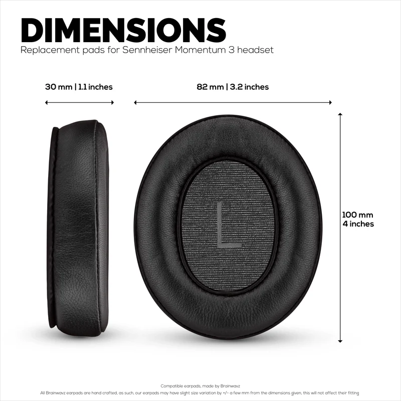 Pad Telinga Pengganti untuk Fon Kepala Sennheiser Momentum 3 - Kulit Asli Lembut + Buih Memori untuk Keselesaan Tambahan