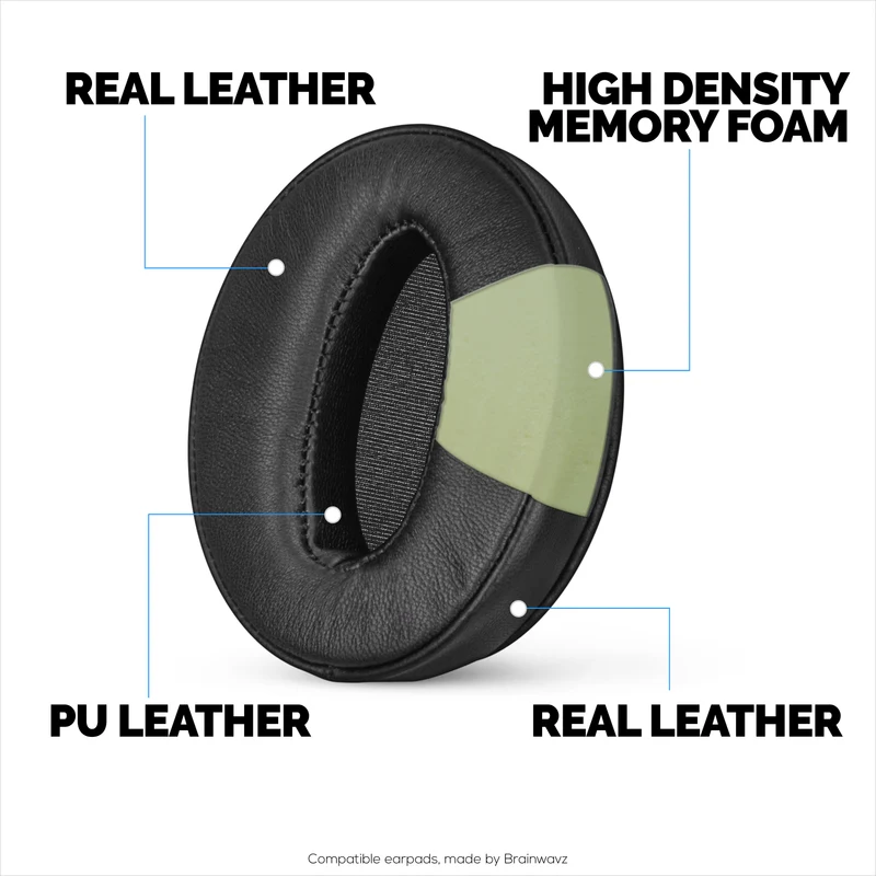 Pad Telinga Pengganti untuk Fon Kepala Sennheiser Momentum 2 - Kulit Asli Lembut + Buih Memori untuk Keselesaan Tambahan