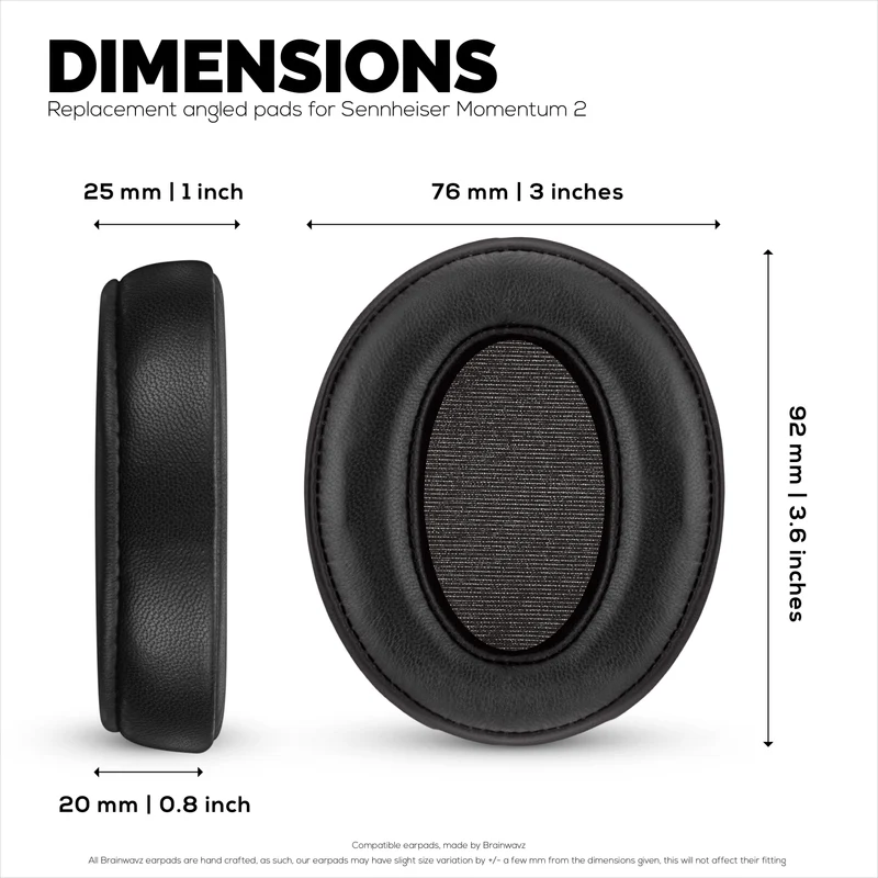 Pad Telinga Pengganti untuk Fon Kepala Sennheiser Momentum 2 - Kulit Asli Lembut + Buih Memori untuk Keselesaan Tambahan