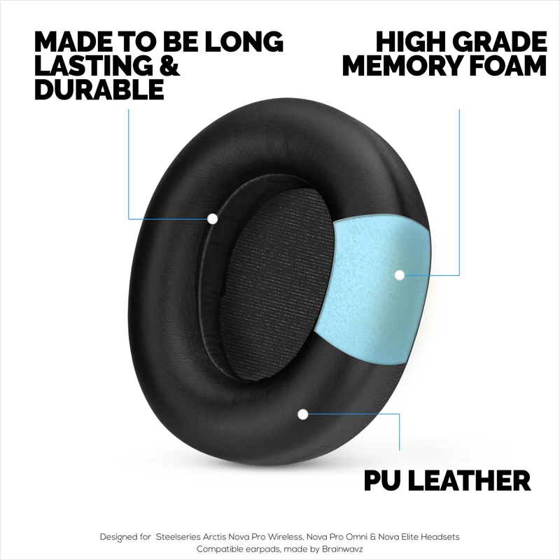Ersatz-Ohrpolster für Steelseries Arctis Nova Pro Wireless, Nova Pro Omni und Nova Elite Headsets. Hochwertiges Protein-PU-Leder mit weichem Schaumstoff.
