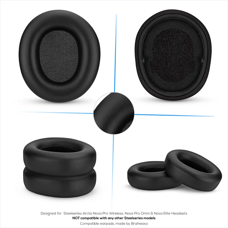 Ersatz-Ohrpolster für Steelseries Arctis Nova Pro Wireless, Nova Pro Omni und Nova Elite Headsets. Hochwertiges Protein-PU-Leder mit weichem Schaumstoff.