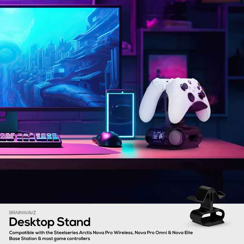 Doppel-Controller-Halterung & kabellose Basisstation – Kompatibel mit SteelSeries Arctis Nova Pro Wireless, Nova Pro Omni & Nova Elite – Bietet Platz für 2 Controller & Ersatzakku