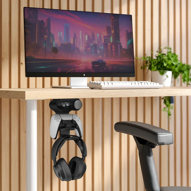 Pengawal Permainan & Penyangkut Fon Kepala Di Bawah Pemasangan untuk SteelSeries Arctis Nova Pro Wireless, Nova Elite & Pro Omni + Dok Stesen Pangkalan