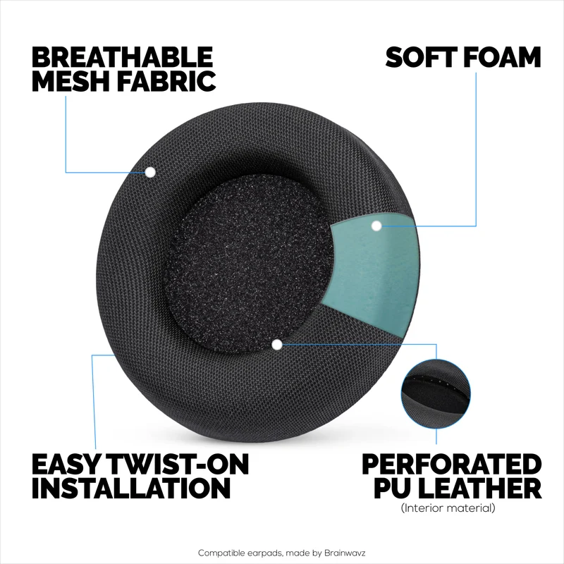 Ohrpolster aus atmungsaktivem Mesh-Gewebe für das kabelgebundene Corsair Virtuoso PRO Headset – weicher Memory-Schaum