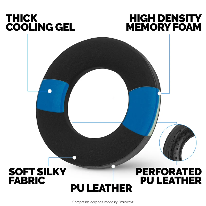 Pad Telinga Pengganti Hibrid untuk Fon Kepala Beyerdynamic DT990/PRO DT880/PRO MMX300 DT 531 DT 690 & Banyak Lagi Fabrik Lembut Gel Penyejuk Kulit PU & Busa Memori