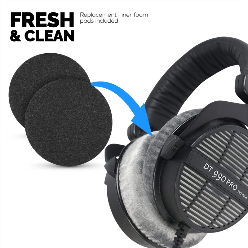Pad Telinga Pengganti Hibrid untuk Fon Kepala Beyerdynamic DT990/PRO DT880/PRO MMX300 DT 531 DT 690 & Banyak Lagi Fabrik Lembut Gel Penyejuk Kulit PU & Busa Memori