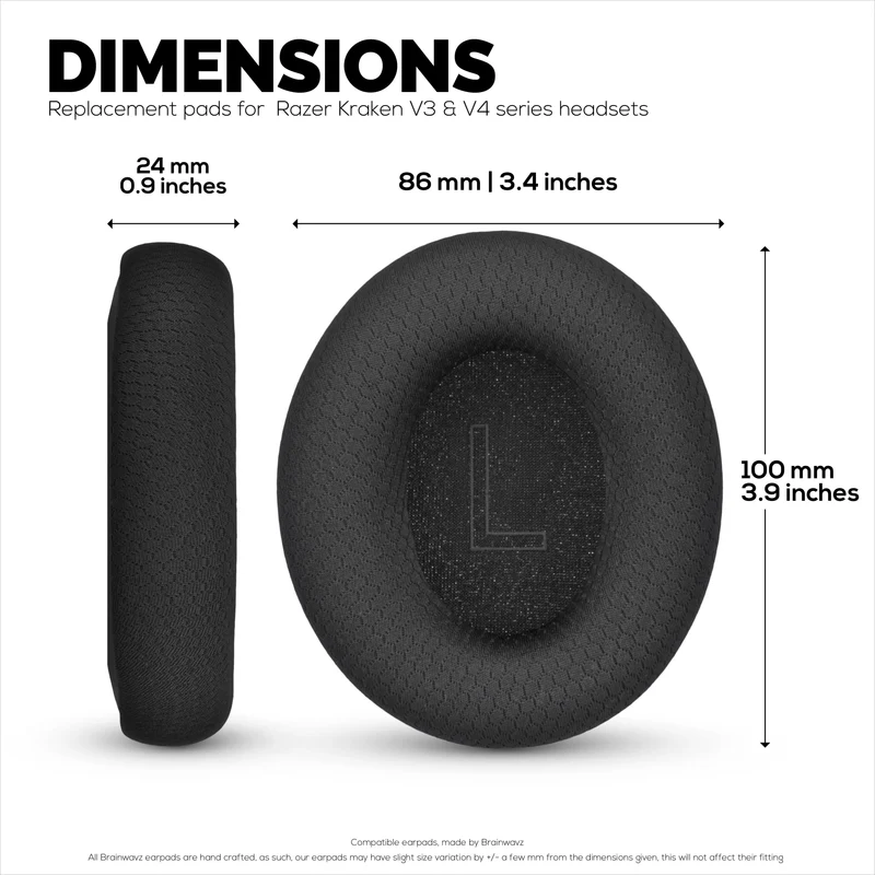 Ersatz-Ohrpolster für Razer Kraken V4/V4 Pro, V4 X Gaming, V3/V3 Pro, V3 X, Kitty V3 Pro, Kitty V3 X Headsets aus weichem PU-Leder mit Memory-Schaum