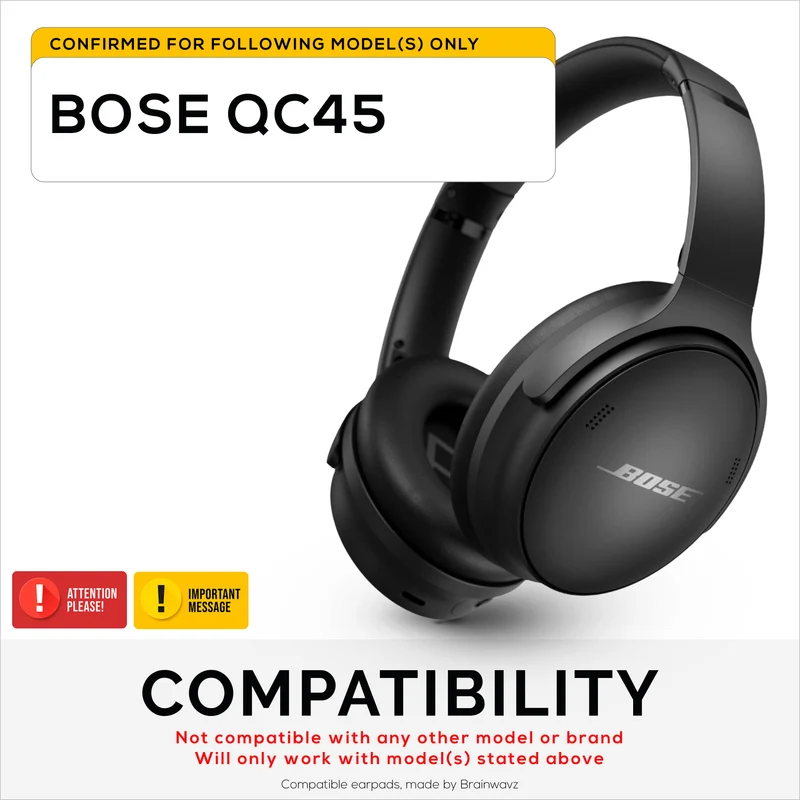 Pad Telinga Pengganti Hibrid untuk Fon Kepala Tanpa Wayar Bose QuietComfort 45 (QC45), Gel Lembut, Fabrik Bernafas dengan Kulit PU & Buih Memori, Keselesaan Tambahan