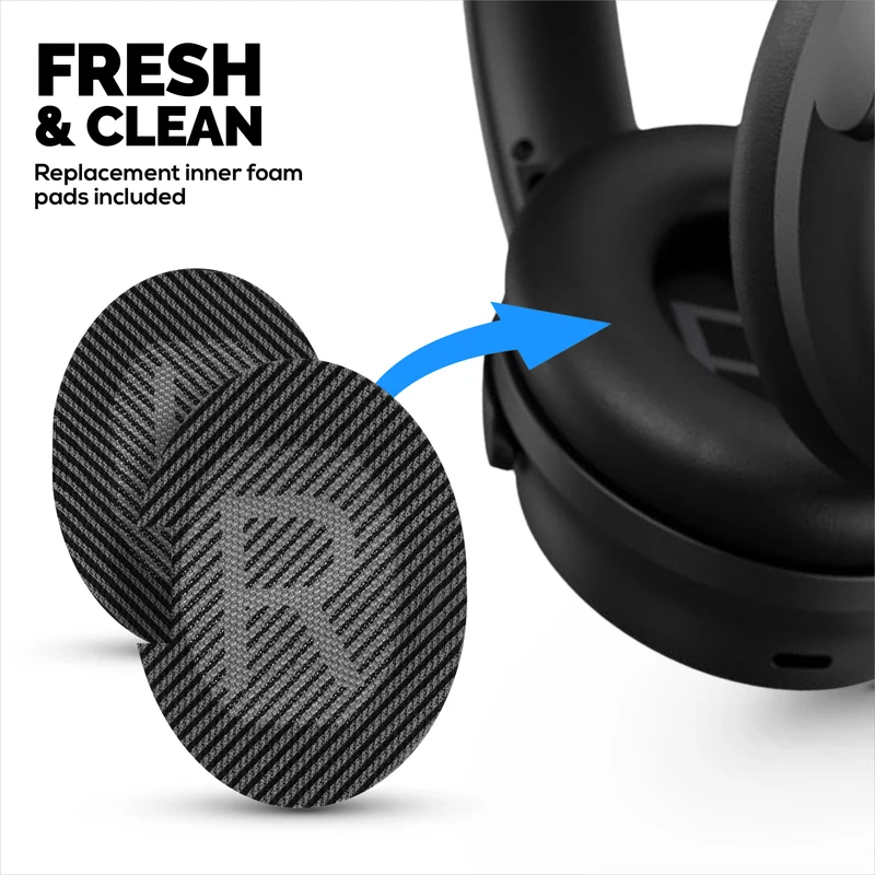 Hybrid-Ersatz-Ohrpolster für Bose QuietComfort 25 (QC25) Wireless-Kopfhörer, weiches Gel, atmungsaktives Gewebe mit PU-Leder und Memory-Schaum
