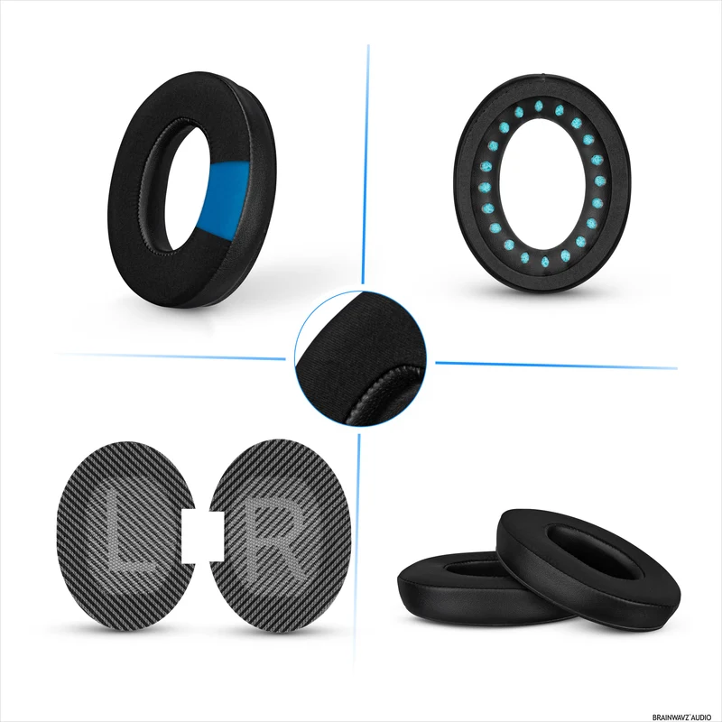 Hybrid-Ersatz-Ohrpolster für Bose QuietComfort 25 (QC25) Wireless-Kopfhörer, weiches Gel, atmungsaktives Gewebe mit PU-Leder und Memory-Schaum