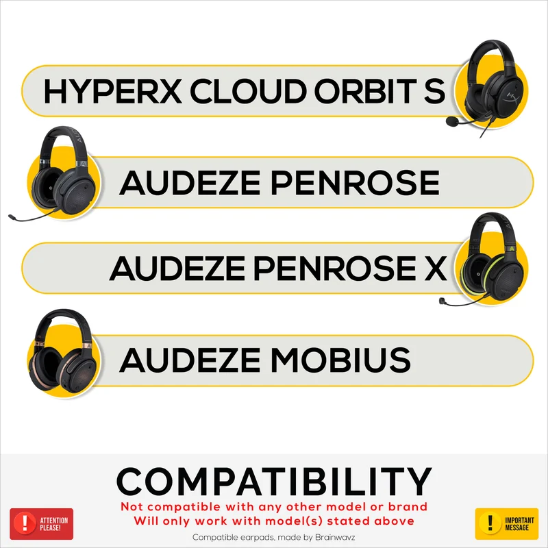 Pad Telinga Hibrid untuk Alat Dengar HyperX Cloud Orbit S, Audeze Penrose, Audeze Penrose X & Audeze Mobius, Gel Penyejuk, Fabrik Super Lembut & Buih Memori Lebih Tebal