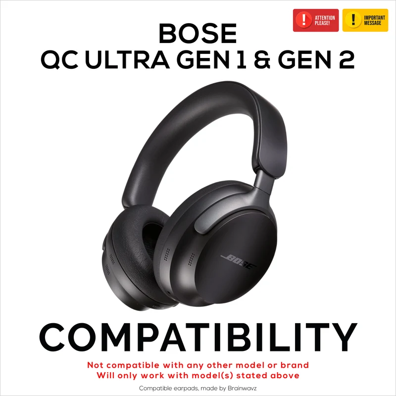 Pad Telinga Gantian untuk Fon Kepala Tanpa Wayar BOSE QC Ultra Gen 1 & Gen 2. Kulit PU Protein Gred Tinggi dengan Buih Lembut untuk Keselesaan & Ketahanan Tambahan