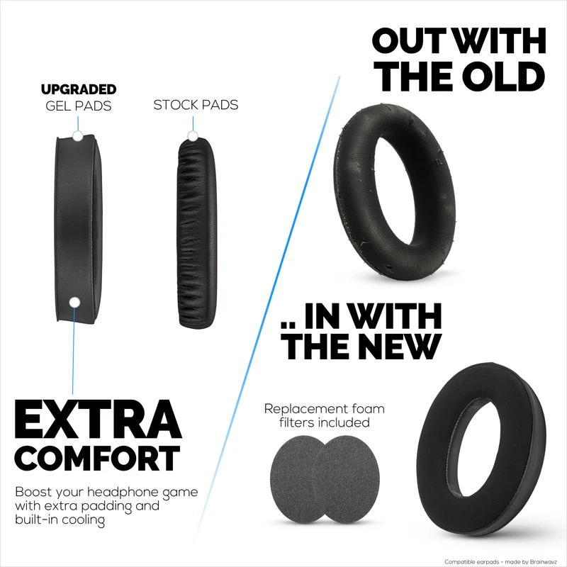 Pad Telinga Hibrid untuk Fon Kepala Sennheiser HD598 (CS/SE/SR) HD599 HD558 HD518 HD595 HD569 HD579 HD560 HD555 HD515 HD559. Kusyen Permainan Gel Penyejuk Busa Memori Tebal