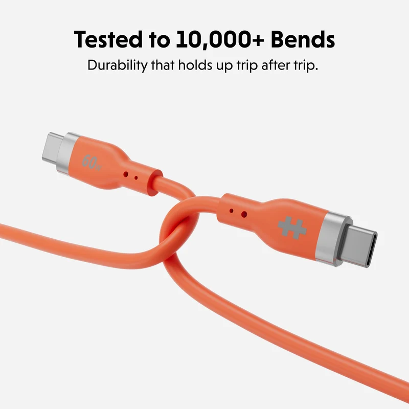 HyperJuice Flex USB-C-Ladekabel aus Silikon – Orange