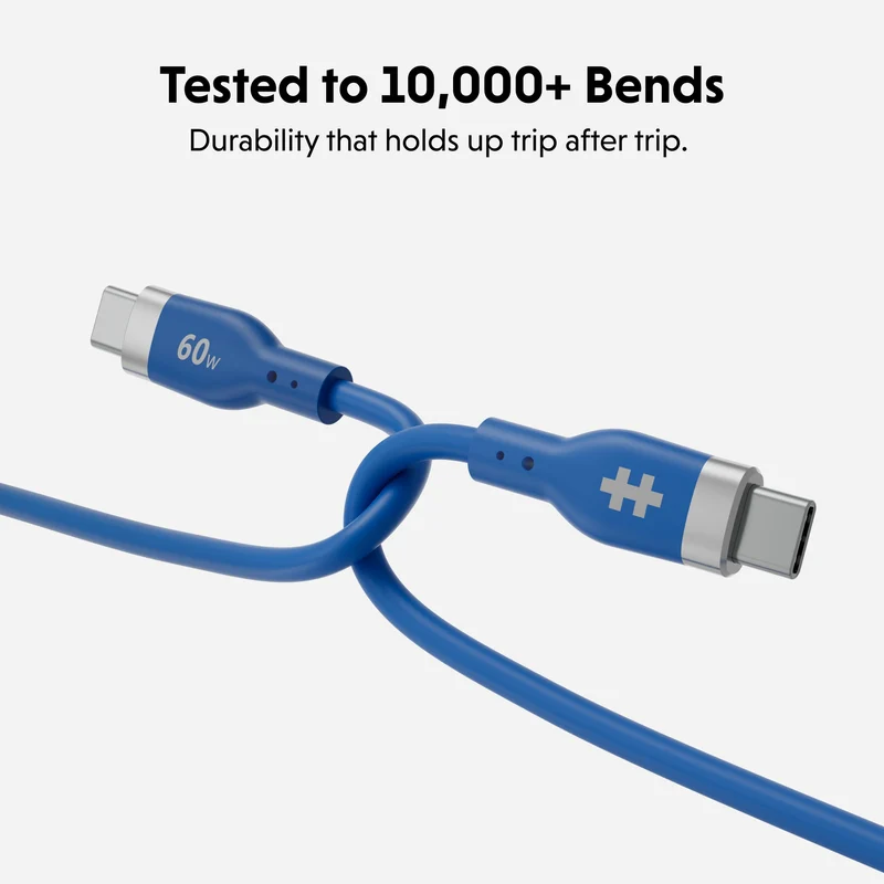 HyperJuice Flex USB-C-Ladekabel aus Silikon – Blau