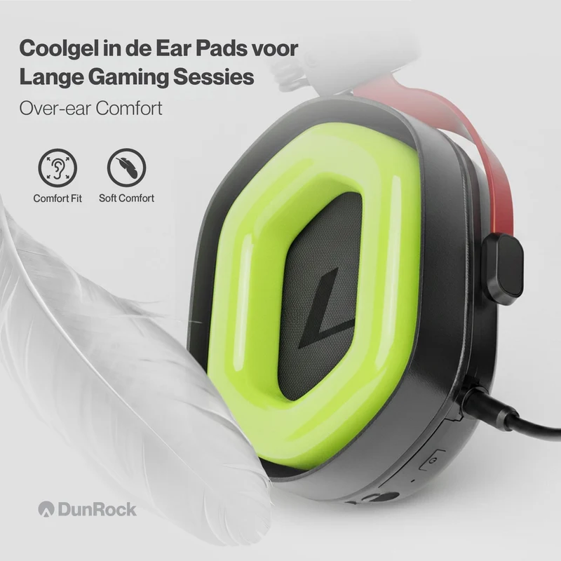 DunRock GG – Kabelloses Gaming-Headset – 2.4 GHz + Bluetooth + Kabel – Virtueller 7.1-Surround-Sound – Kopfhörer mit 80-µm-Akku