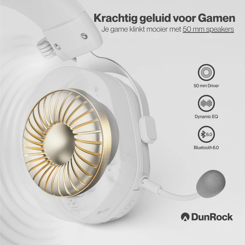 DunRock GG – Kabelloses Gaming-Headset – 2.4 GHz + Bluetooth + Kabel – Virtueller 7.1-Surround-Sound – Kopfhörer mit 80-µm-Akku
