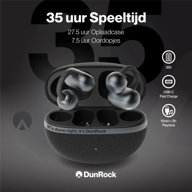 DunRock Clip – Bluetooth-Ohrhörer mit Ohrclips – Offenes Ohr