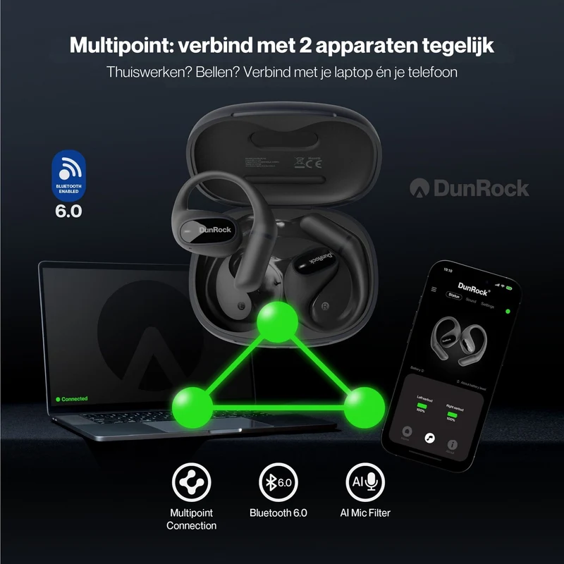 DunRock Air – Offene Bluetooth-Ohrhörer mit Ohrbügel