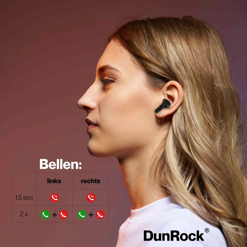 DunRock® Bubble – Kabellose Ohrhörer – Mit ANC-Geräuschunterdrückung – Mit Mikrofon