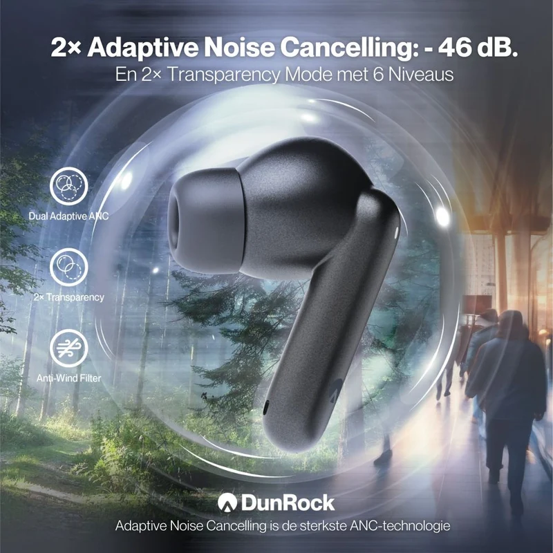 DunRock® Bubble Pro – Kabellose Ohrhörer – Mit ANC – Mit 6 Mikrofonen – Multipoint