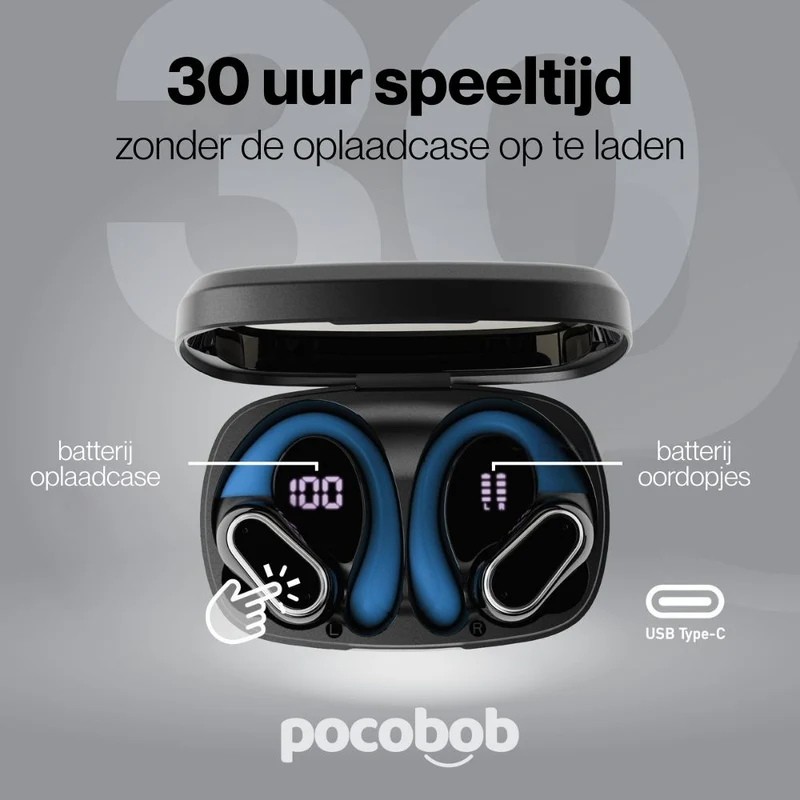 pocobob SP - Kabellose Sportkopfhörer - Laufkopfhörer - Hinter-dem-Ohr-Ohrbügel