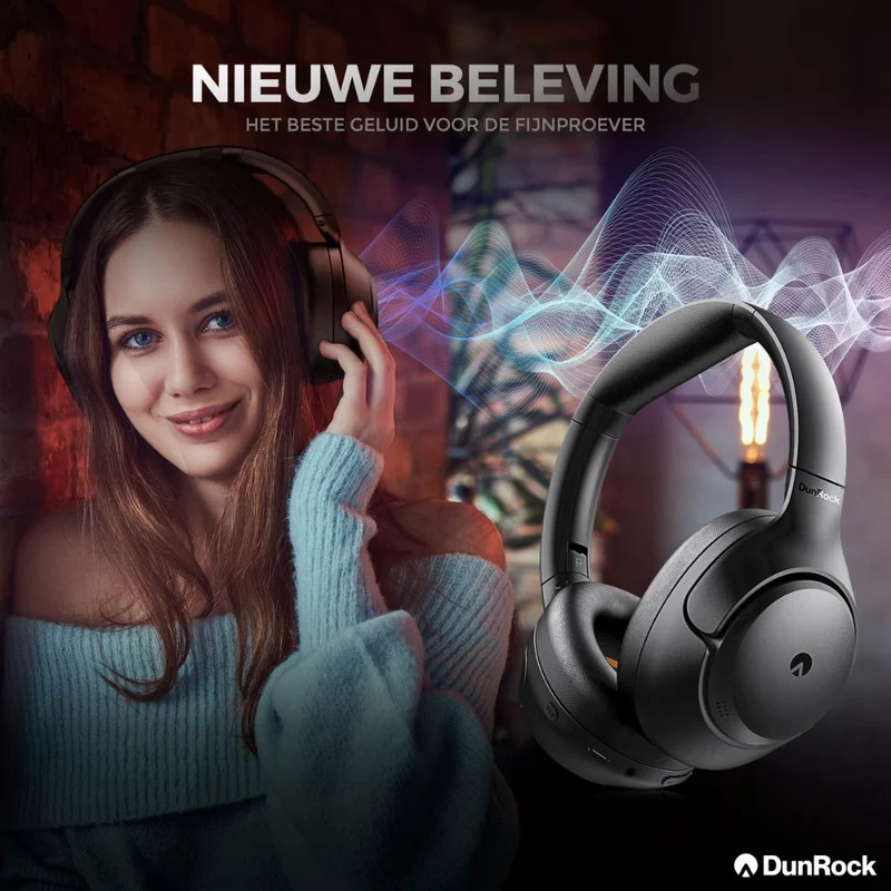 DunRock® Halo – Kabellose Kopfhörer – ANC und Multipoint – DunRock-App für iOS und Android – Mit Mikrofon