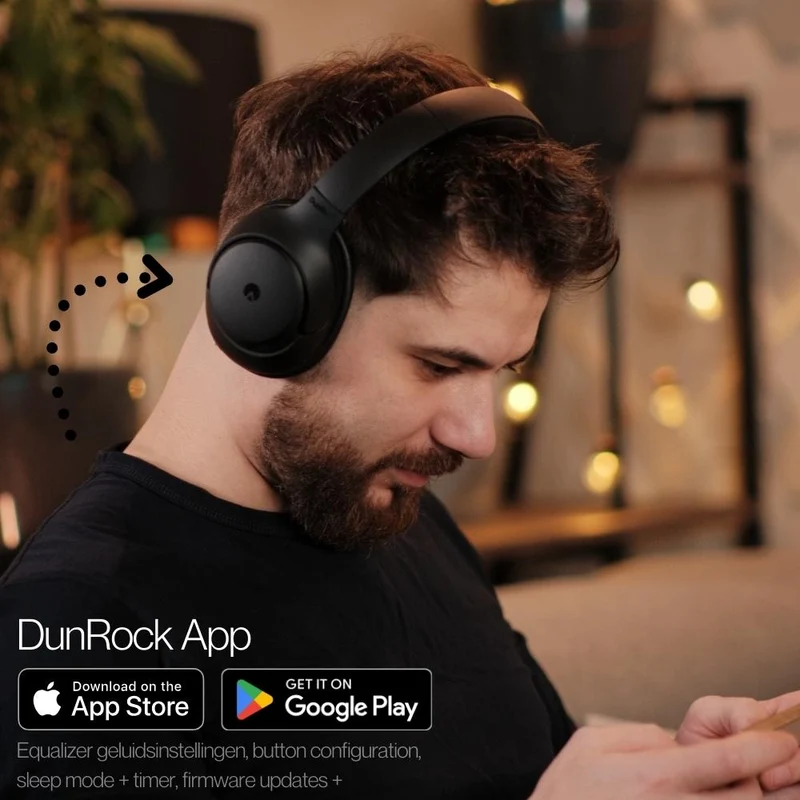 DunRock® Halo – Kabellose Kopfhörer – ANC und Multipoint – DunRock-App für iOS und Android – Mit Mikrofon