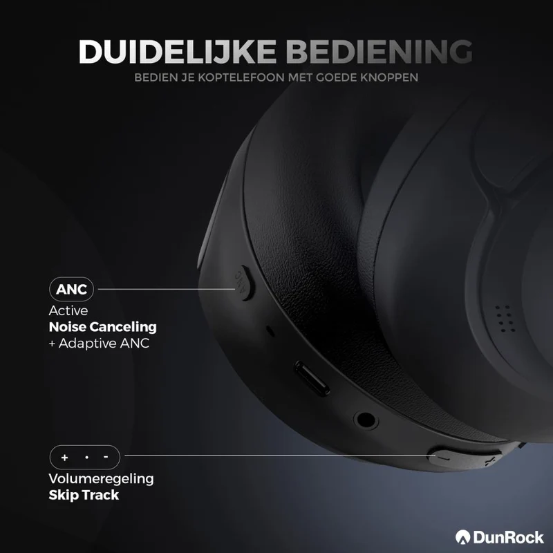 DunRock® Halo – Kabellose Kopfhörer – ANC und Multipoint – DunRock-App für iOS und Android – Mit Mikrofon