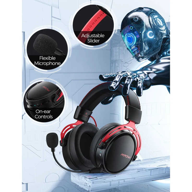 MPOW BH415 Air 2.4G Wireless Gaming Headset Silber