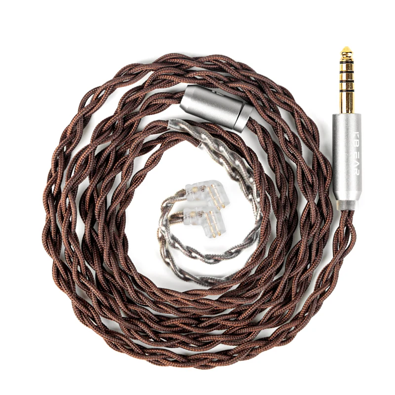 【KBEAR YUAN】 25AWG OCC Silver-Plated Cable – Cross-Braid for Balanced, Smooth & Pure IEM Sound (MMCX/2Pin/QDC, 3.5mm/4.4mm)