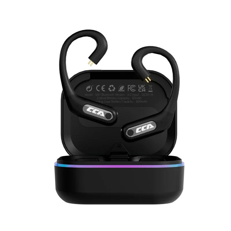 【CCA MX1 Wireless】 Upgrade Module – Bluetooth 6.0, 80+ Hours Battery Life, 42ms Low Latency, 10m+ Range, 800mAh Charging Case, Ergonomic Fit, Physical Button Control, RGB Light Ring