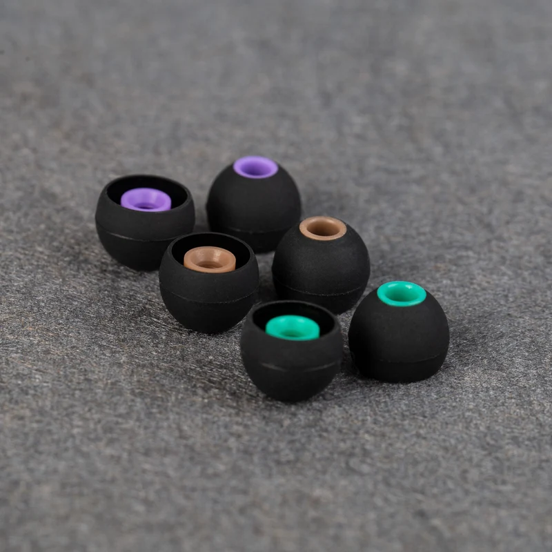 【KBEAR New 08 Silicone Eartips】 – Deep Bass & Rich Midrange, Skin-Friendly Softness, High Conductivity Low Signal Loss, 3.16mm Shaft Diameter, S/M/L Sizes, Black Cyan/Brown/Purple