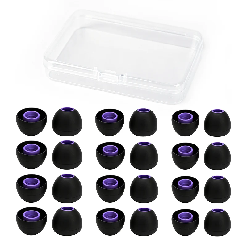 【KBEAR New 08 Silicone Eartips】 – Deep Bass & Rich Midrange, Skin-Friendly Softness, High Conductivity Low Signal Loss, 3.16mm Shaft Diameter, S/M/L Sizes, Black Cyan/Brown/Purple