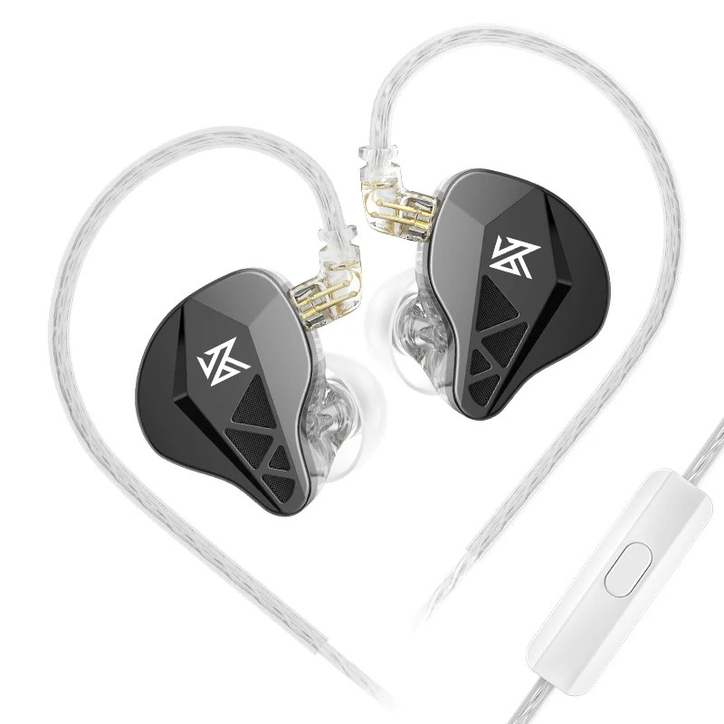 【KZ EDXS——Clearance】 Single Dynamic In-Ear Monitor – 10mm Composite Diaphragm DD, High Resolution Audio, 3D Design Metal Face Cover, 0.75mm 2-Pin, Silver-Plated Flat Cable,
