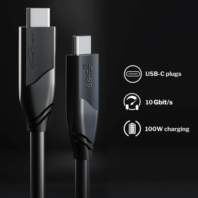 KabelDirekt USB-C-Kabel - USB 3.2, Power Delivery 3, schwarz