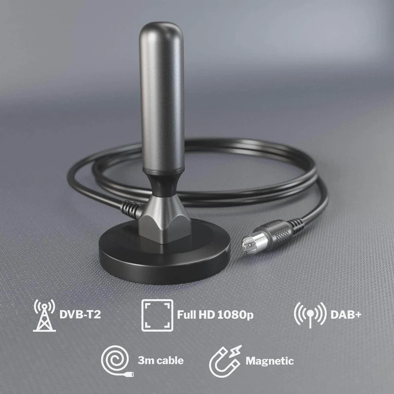 DVB-T/T2-Antenne - TV- und Radio-Empfang - 3 m Kabellänge - massive Version