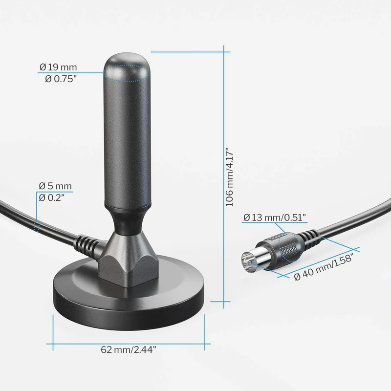 DVB-T/T2-Antenne - TV- und Radio-Empfang - 3 m Kabellänge - massive Version