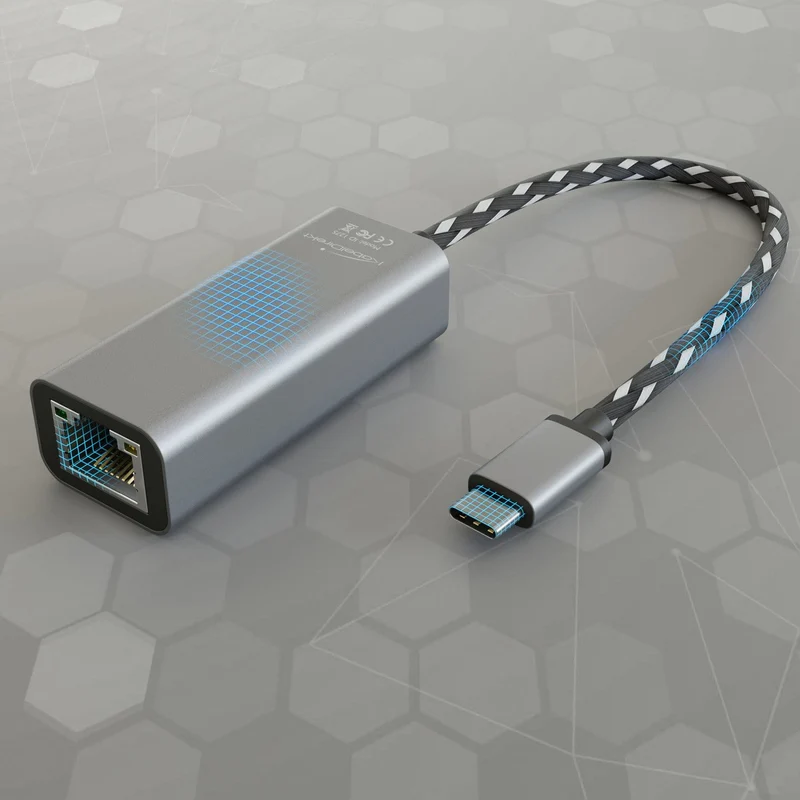 USB-C Ethernet Adapter – Zum Anschließen von Netzwerkkabeln an Geräte mit USB-C Anschluss, 1 Gbit/s
