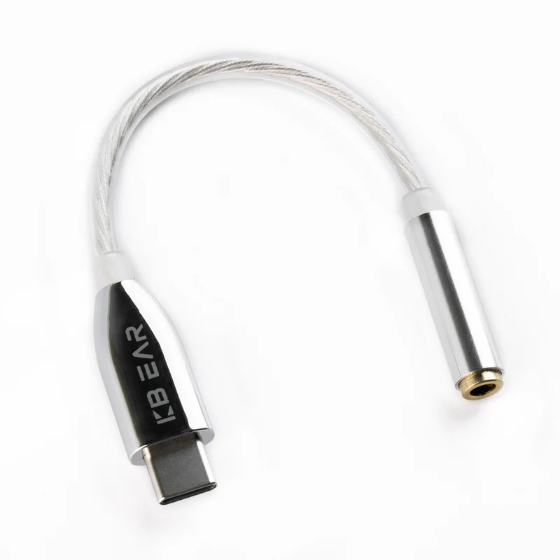 【KBEAR T1——Clearance】 Decoding Cable Electroplated high-gloss shell 4 cores of silver-plated OFC wire Thickened transparent PVC material 3.5MM headphone jack