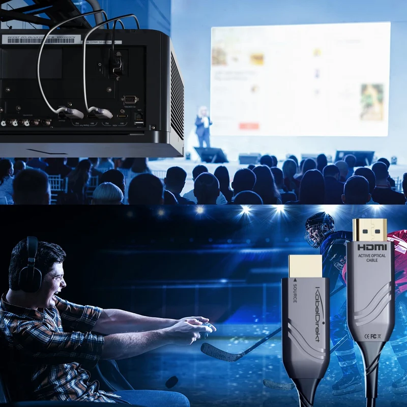 KabelDirekt Optisches Ultra High Speed HDMI 2.1 Kabel – 48G, 8K@60Hz, lizenziert, Lichtleiterkabel